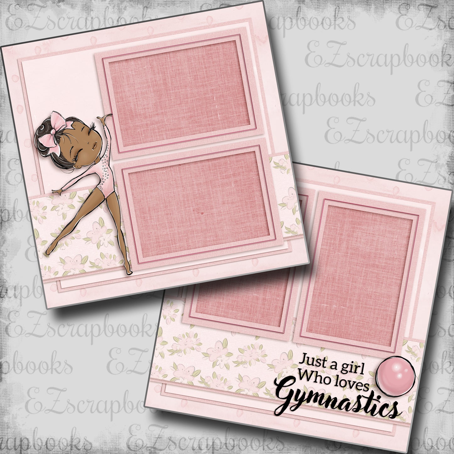 Gymnastics - Just a Girl African American - Scrapbook Layout - 24-602