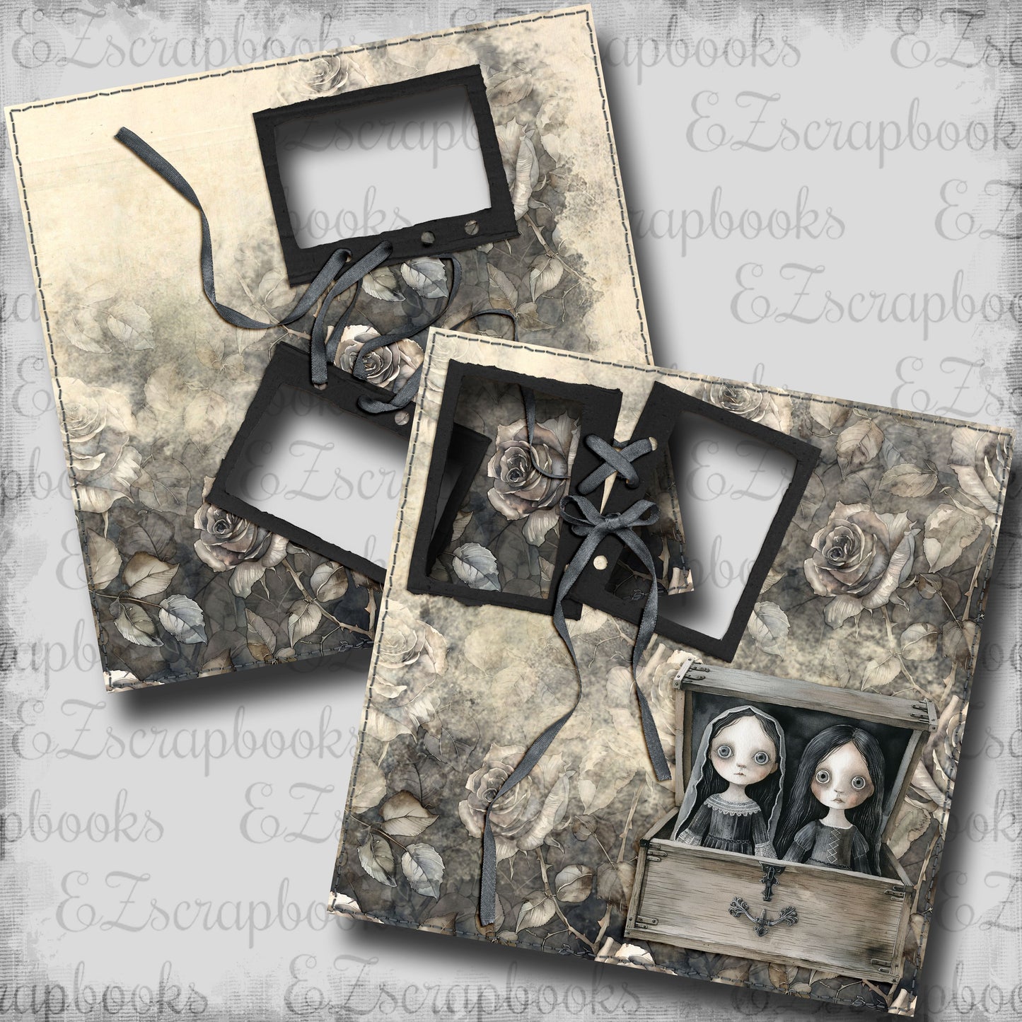 Creepy House Dolls - EZ Digital Scrapbook Pages - INSTANT DOWNLOAD