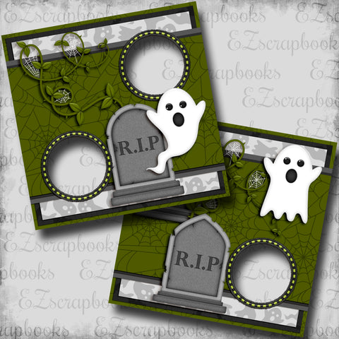 Tombstone Ghosts - EZ Digital Scrapbook Pages - INSTANT DOWNLOAD