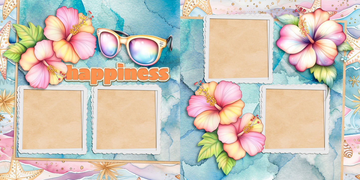 Summer Happiness - Set of 5 Double Page Scrapbook Layouts - 25-1062