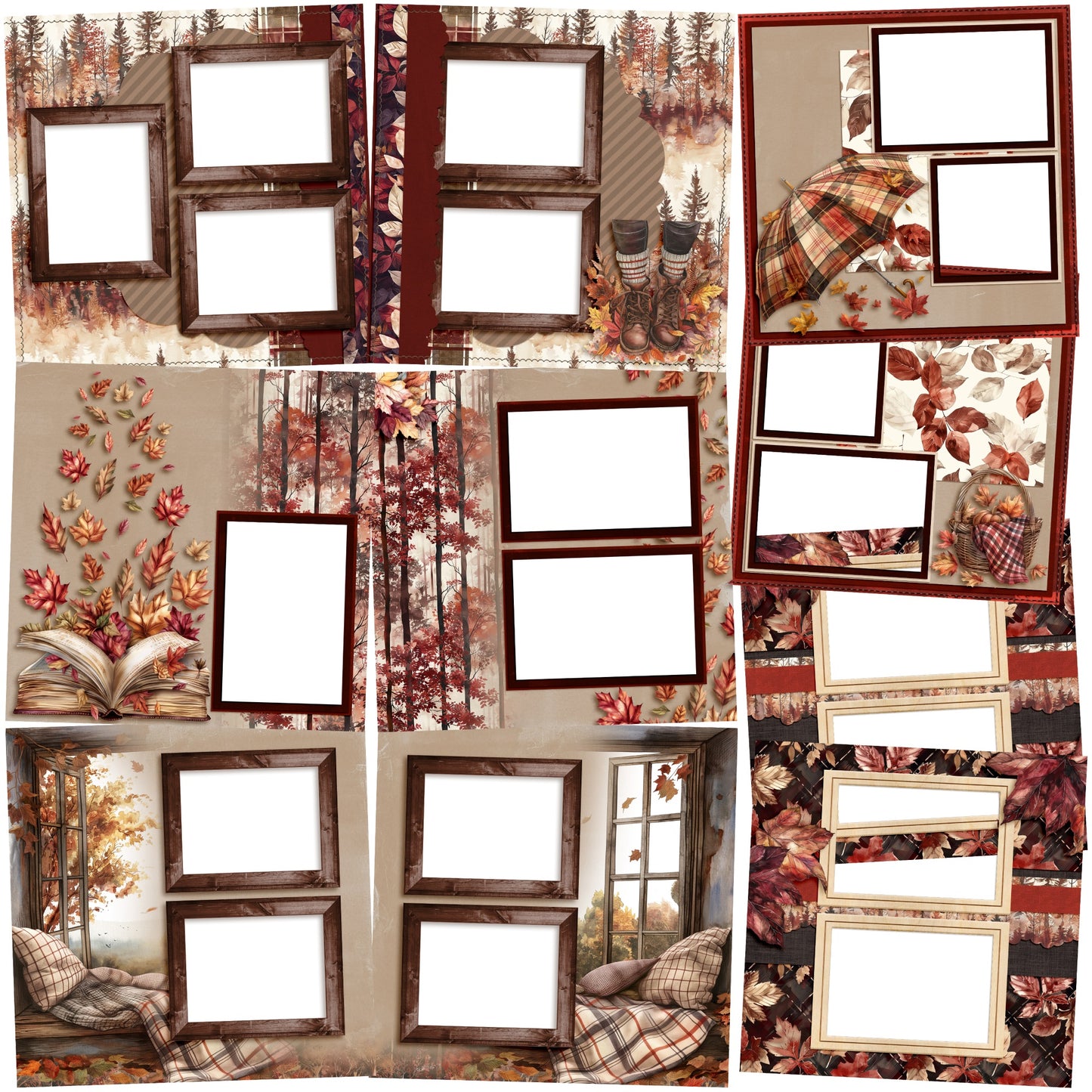 Fall Season EZ Quick Pages -  Digital Bundle - 10 Digital Scrapbook Pages - INSTANT DOWNLOAD