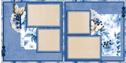 Beautiful Blues Butterflies - Scrapbook Layout - 24-690