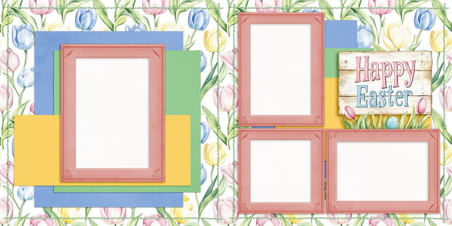 Pastel Easter - Set of 5 Double Page Scrapbook Layouts - 26-1023