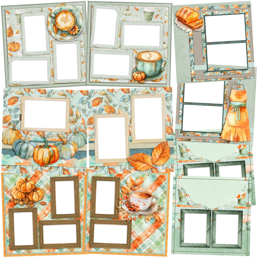 Pumpkin Latte EZ Quick Pages -  Digital Bundle - 10 Digital Scrapbook Pages - INSTANT DOWNLOAD