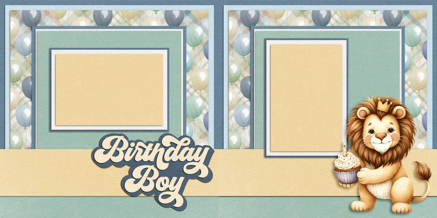 Birthday Boy Animals - Set of 5 Double Page Scrapbook Layouts - 25-1058