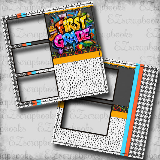 First Grade Boy - EZ Digital Scrapbook Pages - INSTANT DOWNLOAD