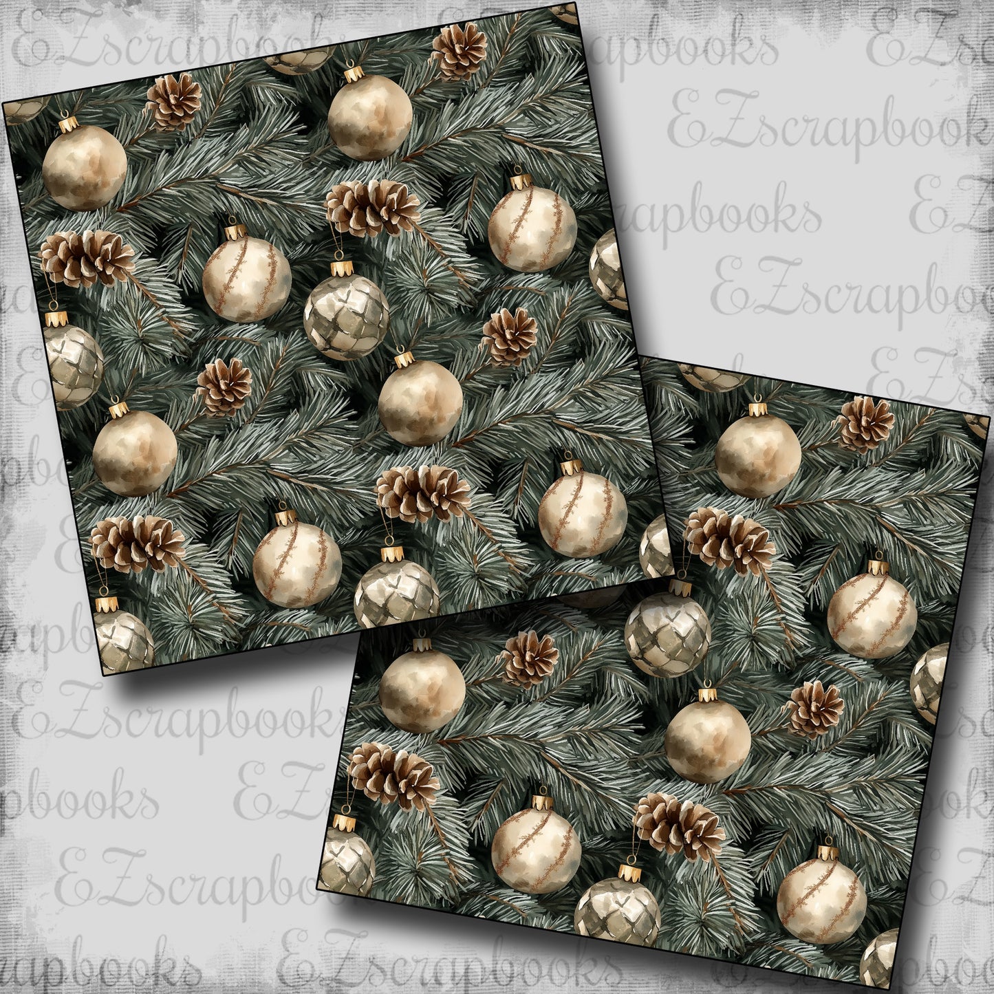 Rustic Christmas Branches  - Scrapbook Papers - 24-896