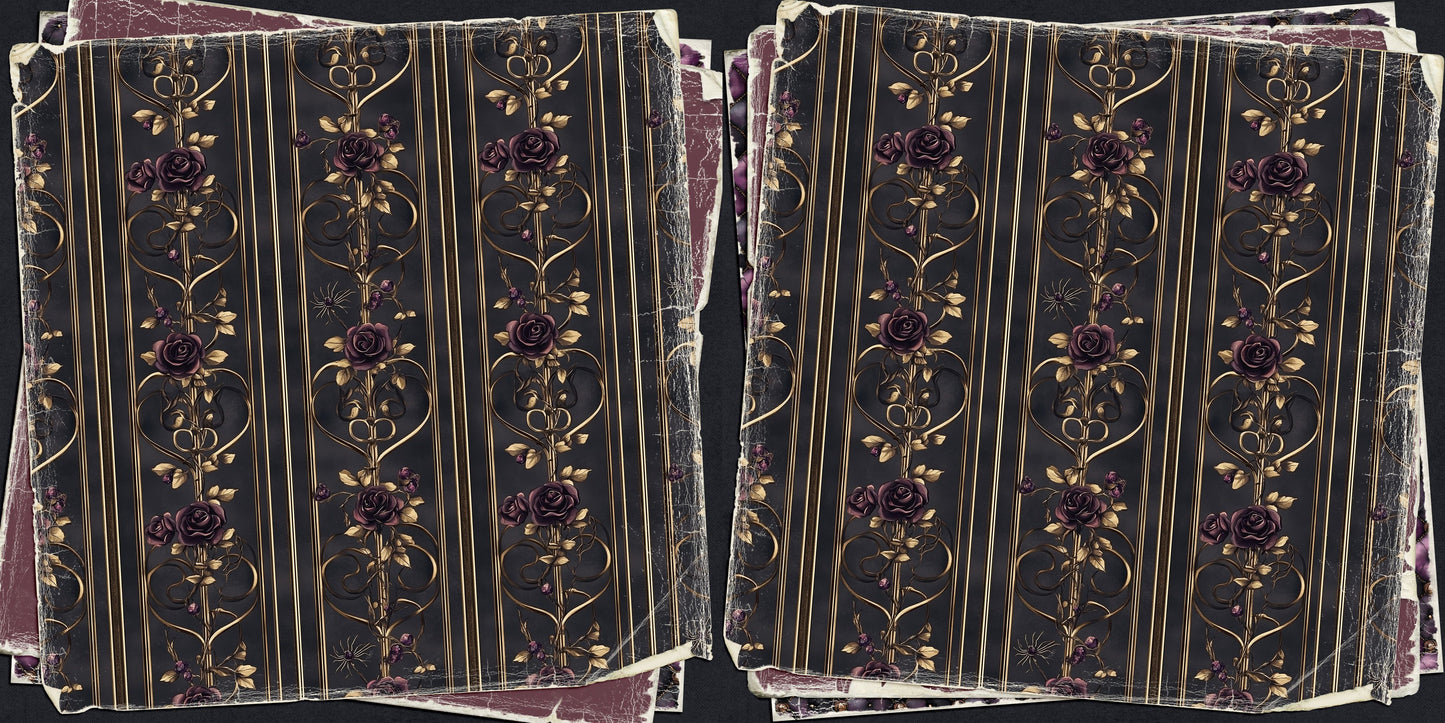 Baroque Halloween EZ Background Pages -  Digital Bundle - 10 Digital Scrapbook Pages - INSTANT DOWNLOAD