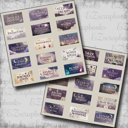 Witchy Celestial Phrases Cards - Clip Art Sheets CAS - 25-316