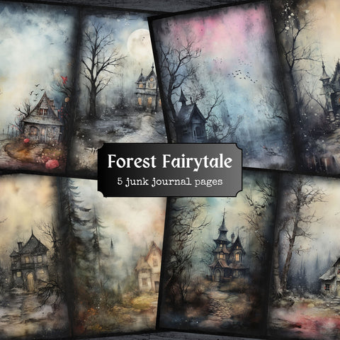 Forest Fairytale House Dark Journal Pages - 23-7331