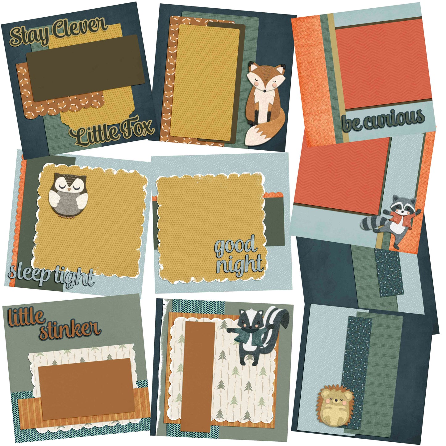 Forest Animals NPM - Set of 5 Double Page Layouts - 1527