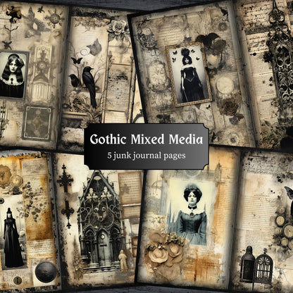 Gothic Mixed Media Journal Pages - 23-7293