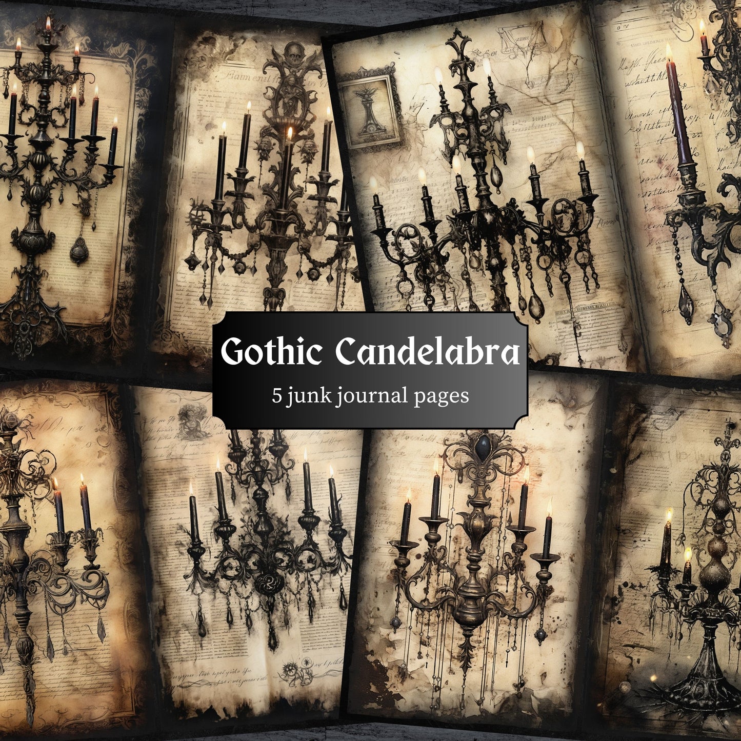 Gothic Candelabra Journal Pages - 23-7310