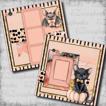 Cute Pink Halloween Kitty - Scrapbook Layout - 24-668