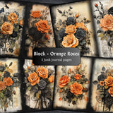 Gothic Orange Roses Journal Pages - 23-7296