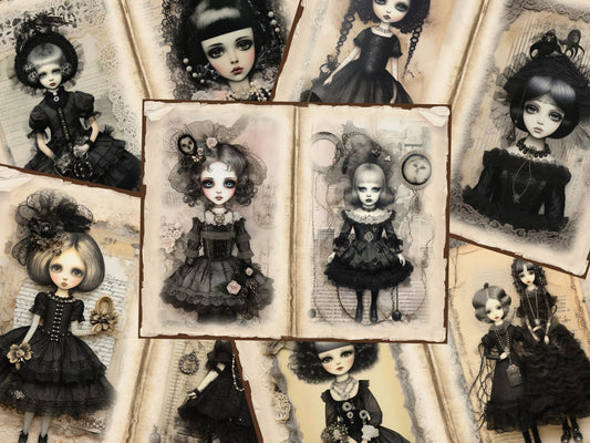 Gothic Dolls Light Border Journal Pages - 23-7254