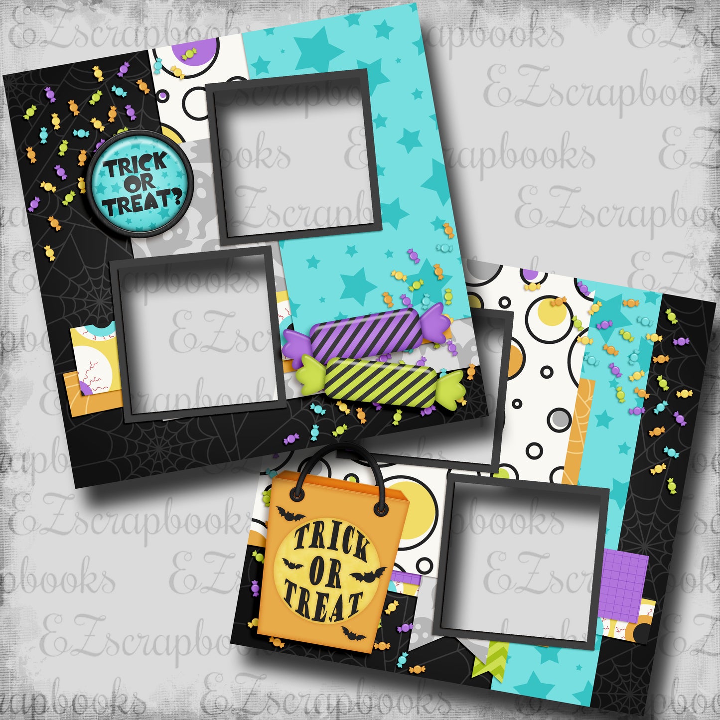 Trick or Treat - EZ Digital Scrapbook Pages - INSTANT DOWNLOAD