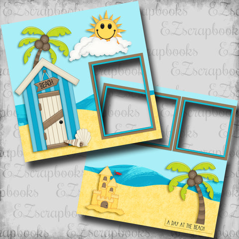 A Day at the Beach - EZ Digital Scrapbook Quick Pages - INSTANT DOWNLOAD