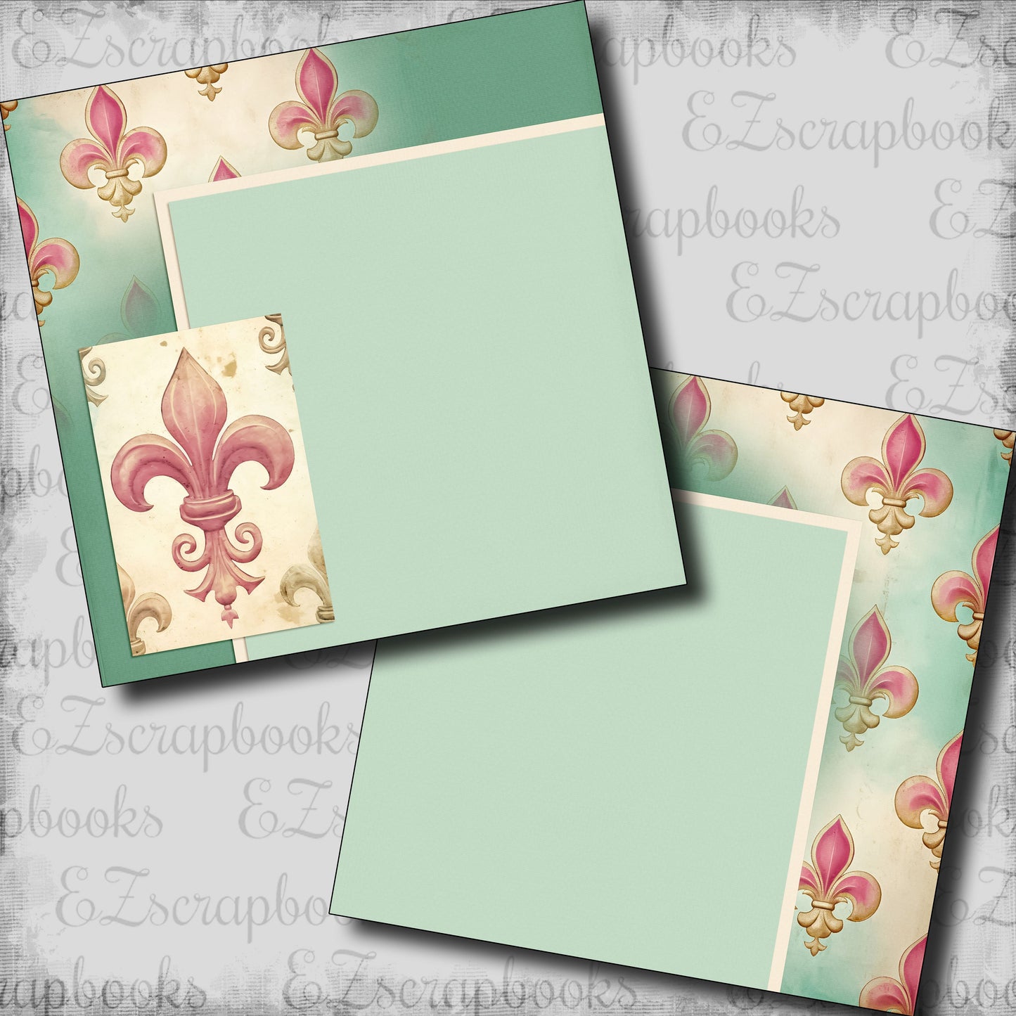 Pink Teal Gold Fleur de Lis NPM - 24-394