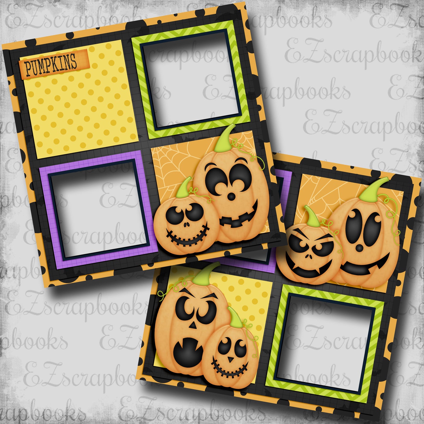 Pumpkins - EZ Digital Scrapbook Pages - INSTANT DOWNLOAD