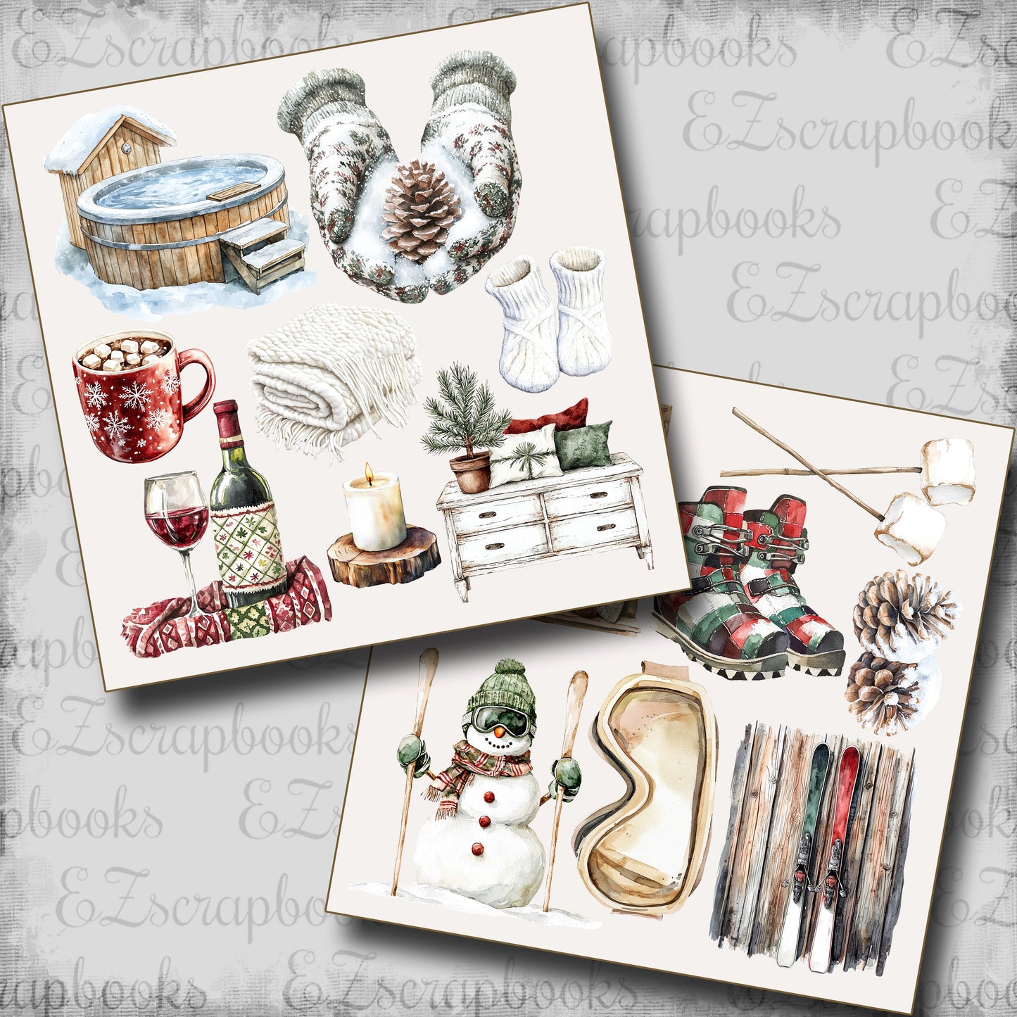 Winter Cabin Clip Art Sheets CAS - 25-027