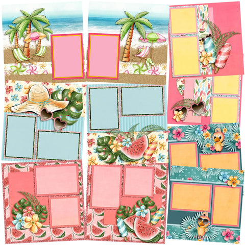 Tropical Summer - Set of 5 Double Page Layouts - 1764
