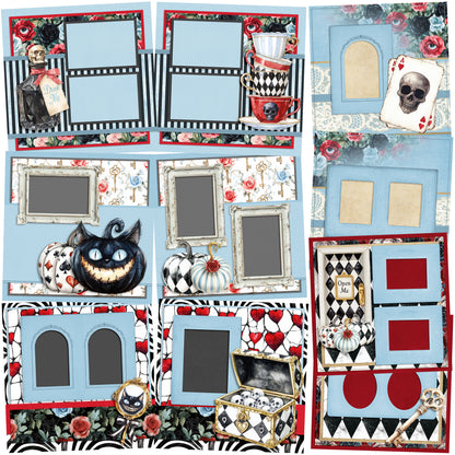 Haunted Alice - Set of 5 Double Page Scrapbook Layouts - 25-1084