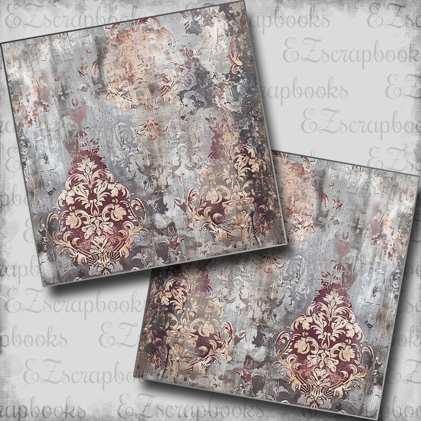 Damask Textures Plum NPM - Scrapbook Layout - 24-800