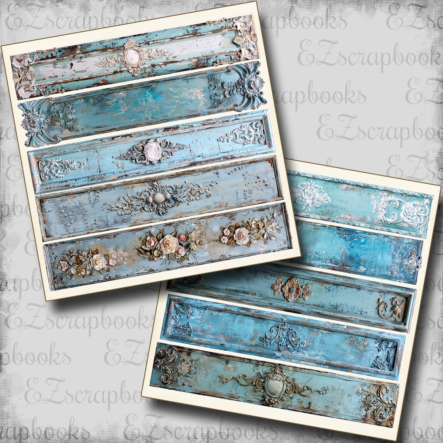 Blue Shabby Chic Borders - 24-791