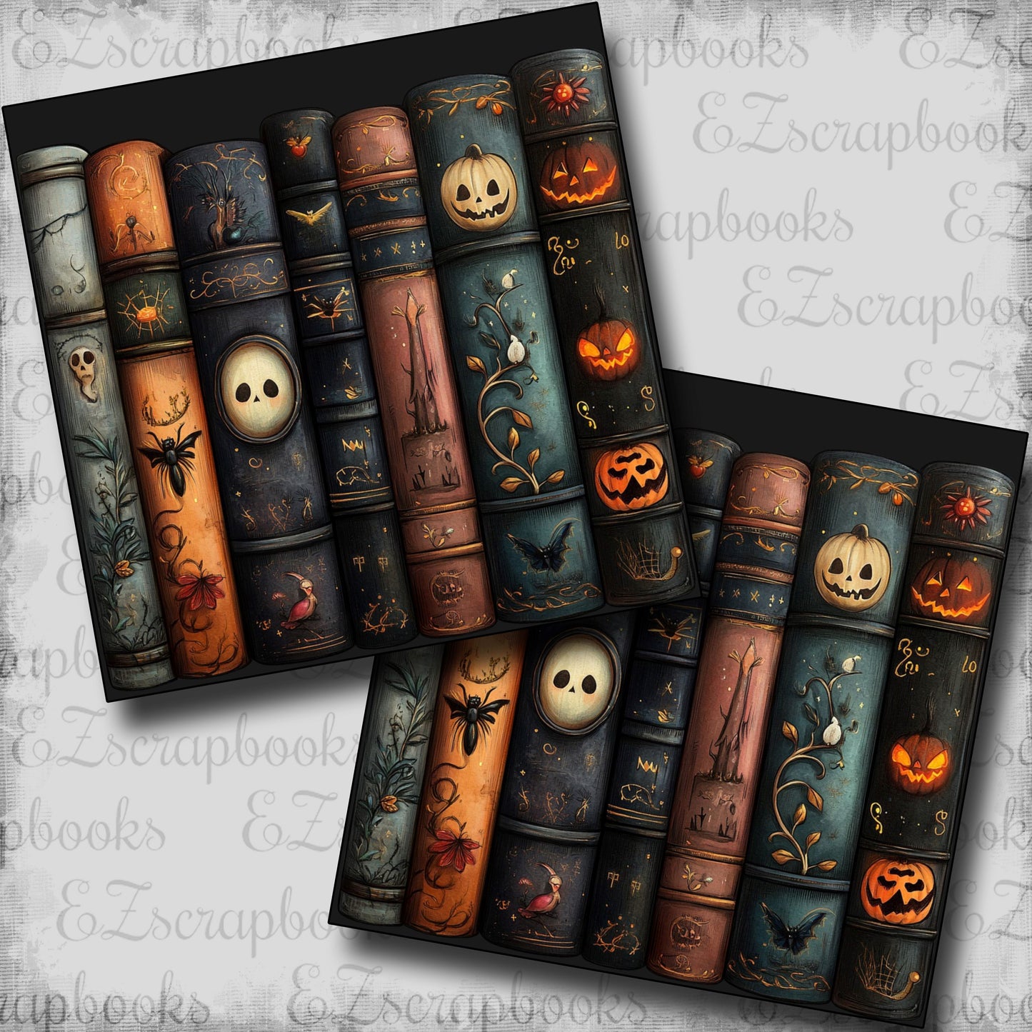 Spooky Bookspines Faces - Scrapbook Papers - 25-804