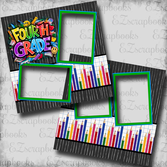 Fourth Grade Boy - EZ Digital Scrapbook Pages - INSTANT DOWNLOAD