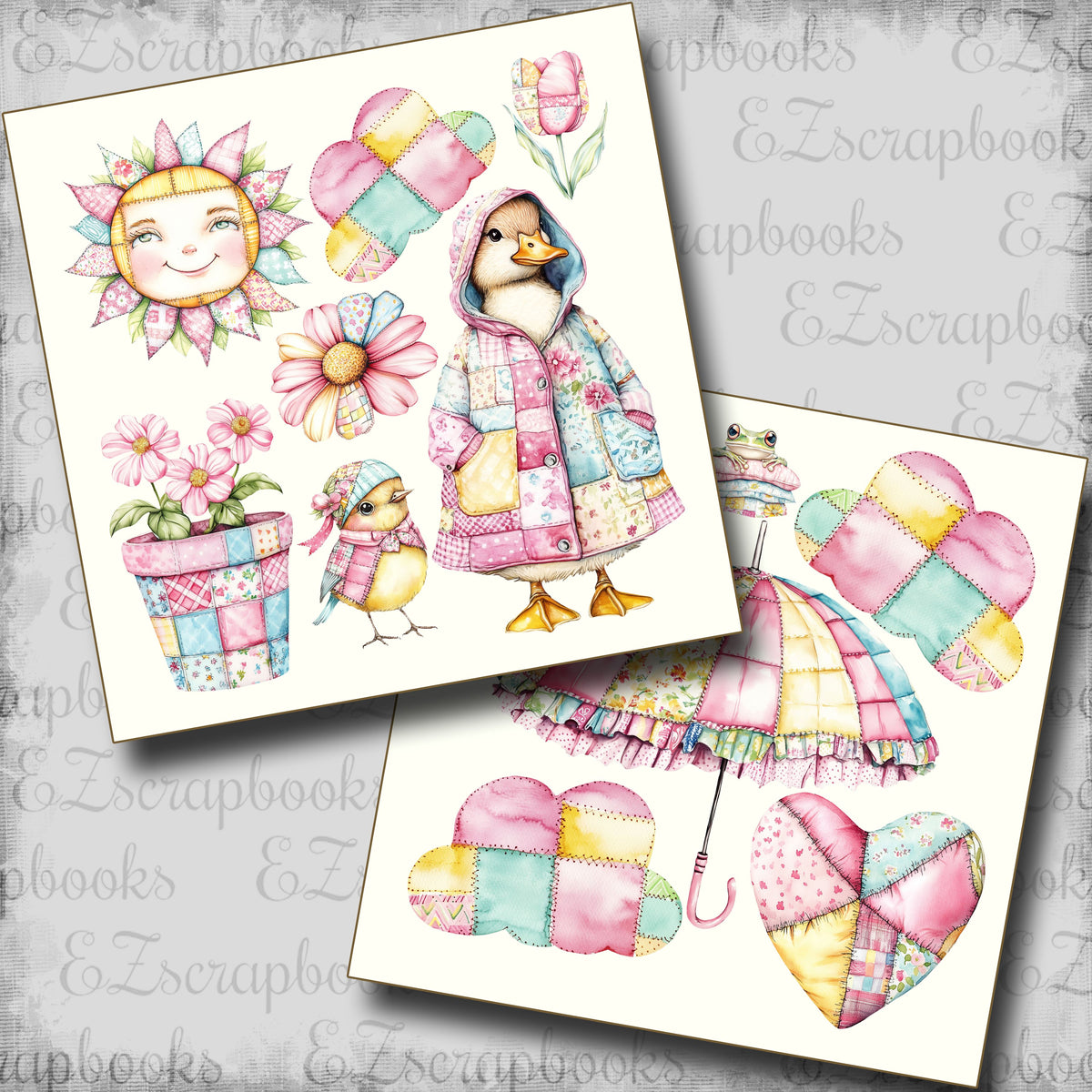 Patching Picture Spring Patchwork Spring Clip Art Sheets CAS - 25-143 – EZscrapbooks