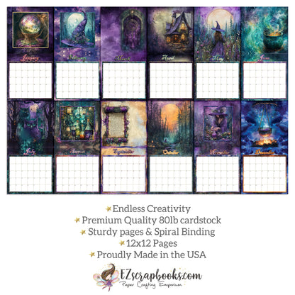 EZ Calendar - Purple Witch - 2025 - EZCAL-004