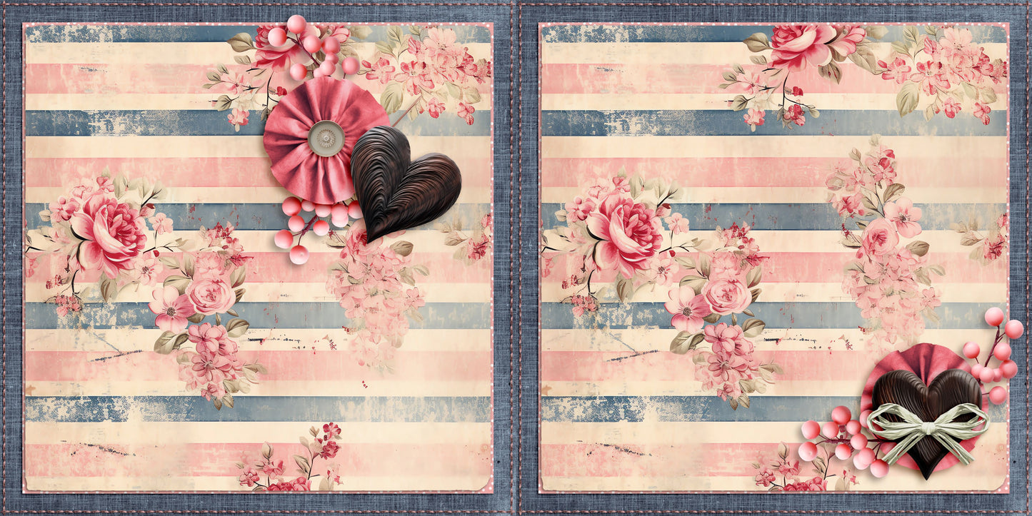 Pink Denim NPM - Set of 5 Double Page Scrapbook Layouts - 26-1015