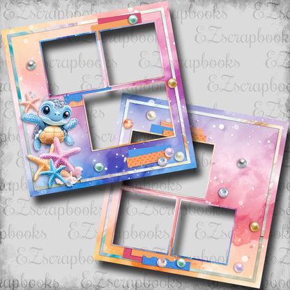 Ocean Bue Turtle - EZ Digital Scrapbook Pages - INSTANT DOWNLOAD