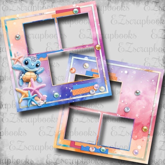 Ocean Bue Turtle - EZ Digital Scrapbook Pages - INSTANT DOWNLOAD