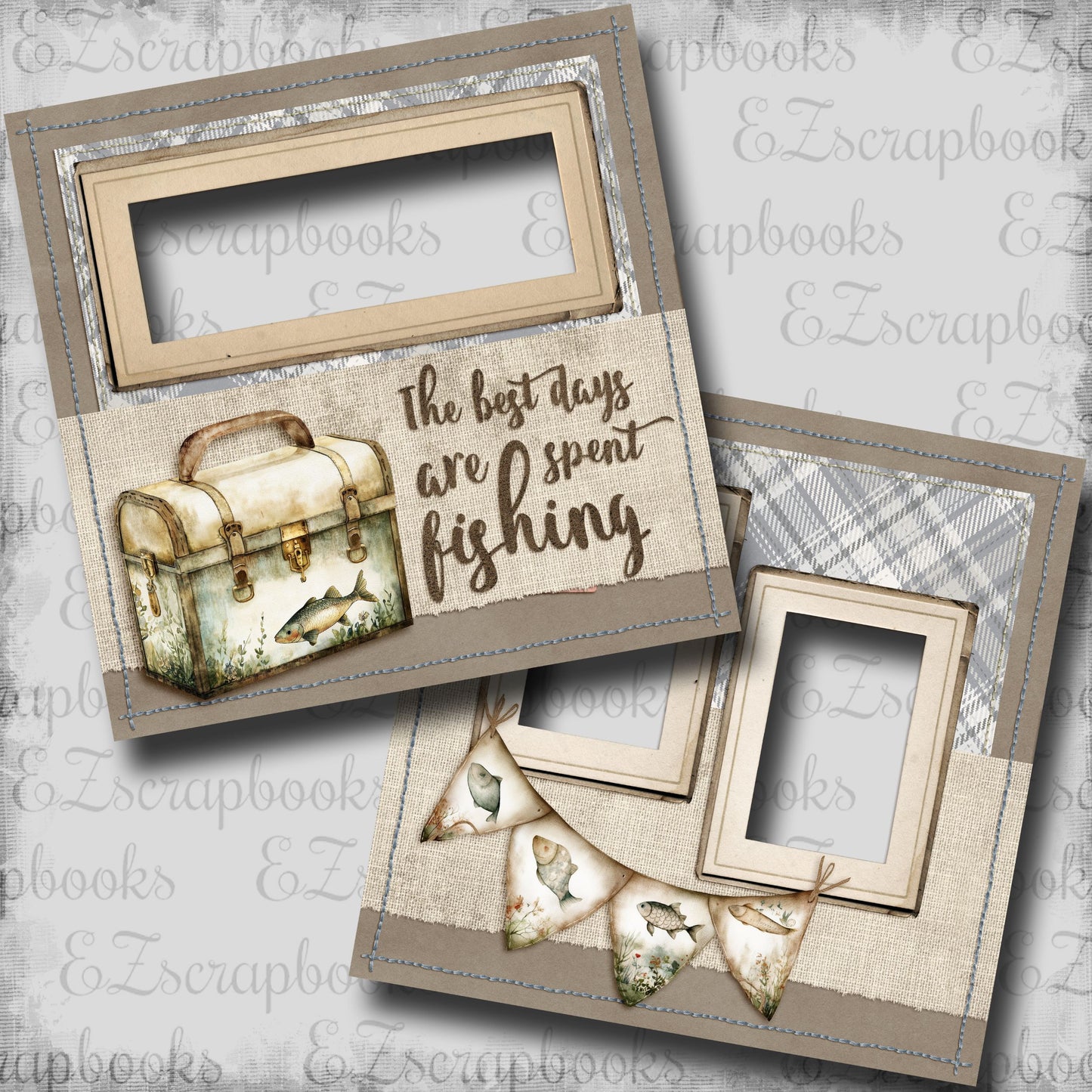 Best Fishing Days - EZ Digital Scrapbook Pages - INSTANT DOWNLOAD