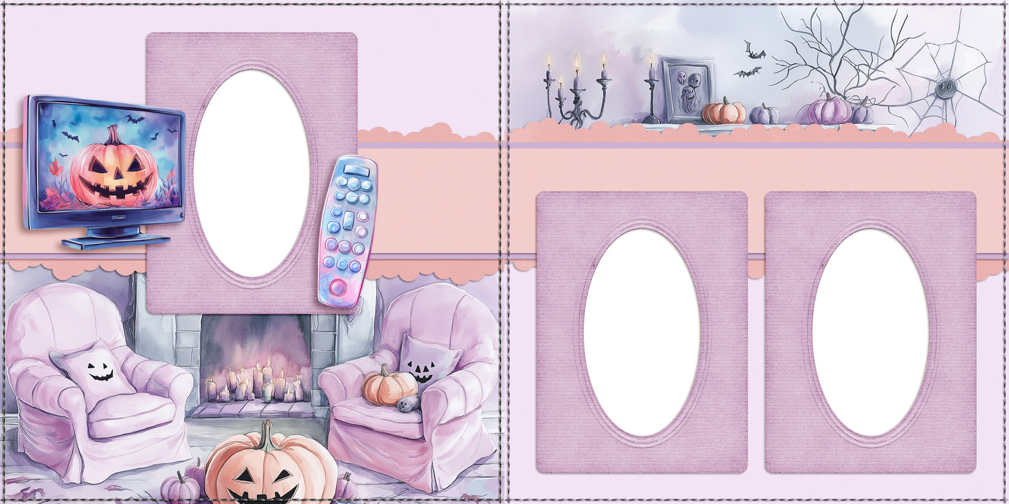 Spooky Movie Night EZ Quick Pages -  Digital Bundle - 10 Digital Scrapbook Pages - INSTANT DOWNLOAD