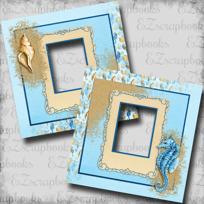 Seashell & Seahorse - EZ Digital Scrapbook Pages - INSTANT DOWNLOAD