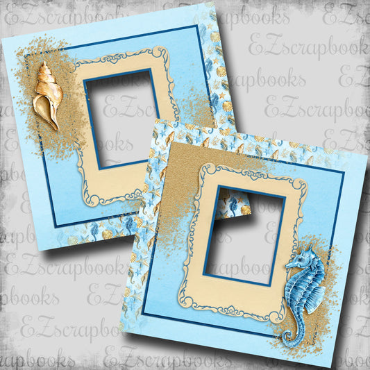 Seashell & Seahorse - EZ Digital Scrapbook Pages - INSTANT DOWNLOAD