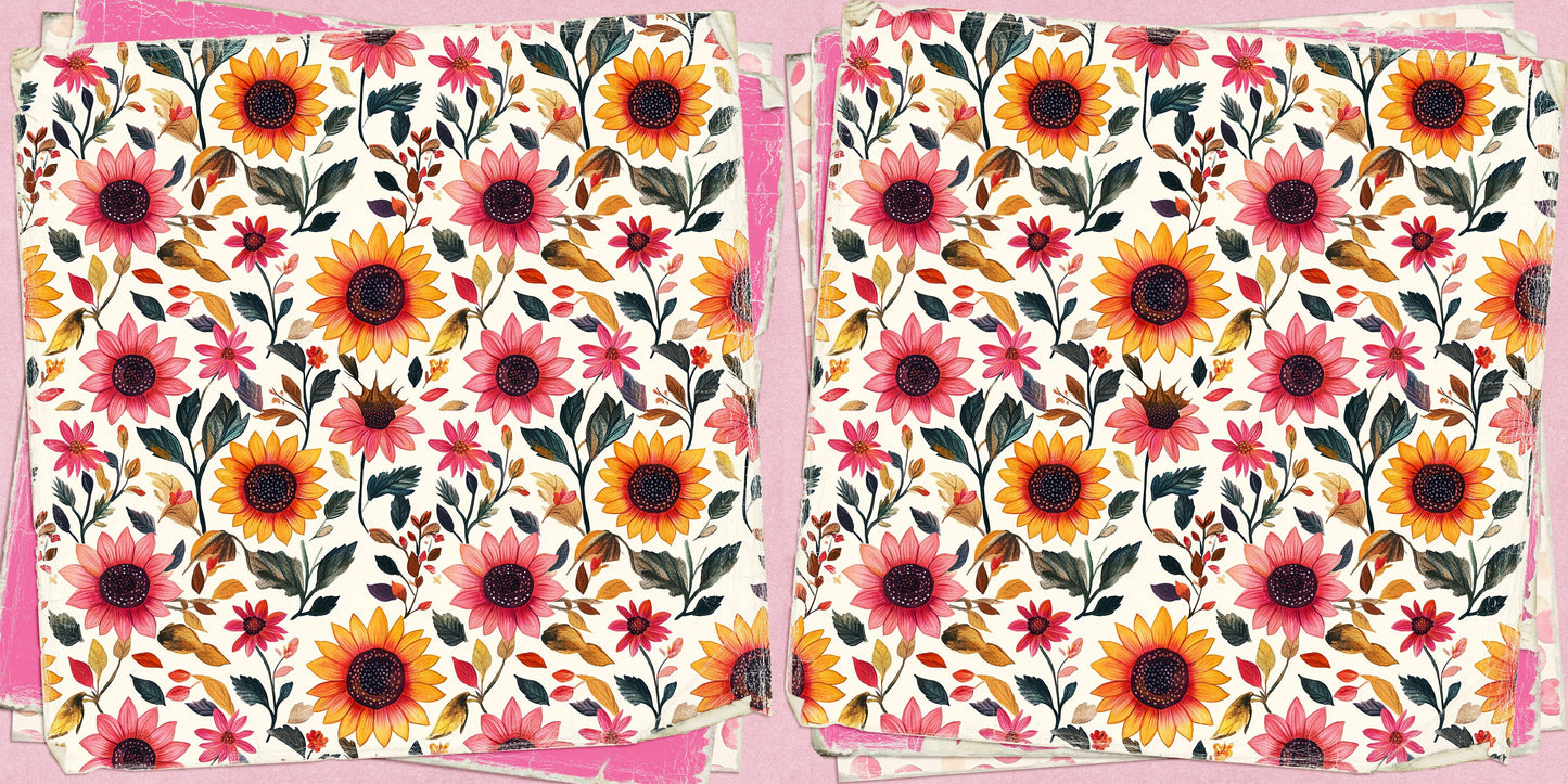 Pink Farm Flowers Stacked NPM - Scrapbook Layout - 25-748