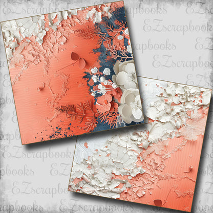 Navy Peach Shabby White NPM - Scrapbook Layout - 25-493