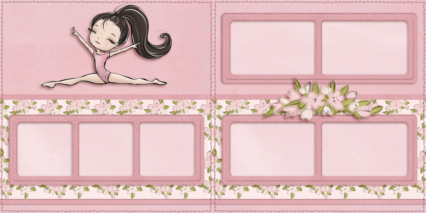 Gymnastics Split Brunette - Scrapbook Layout - 24-604