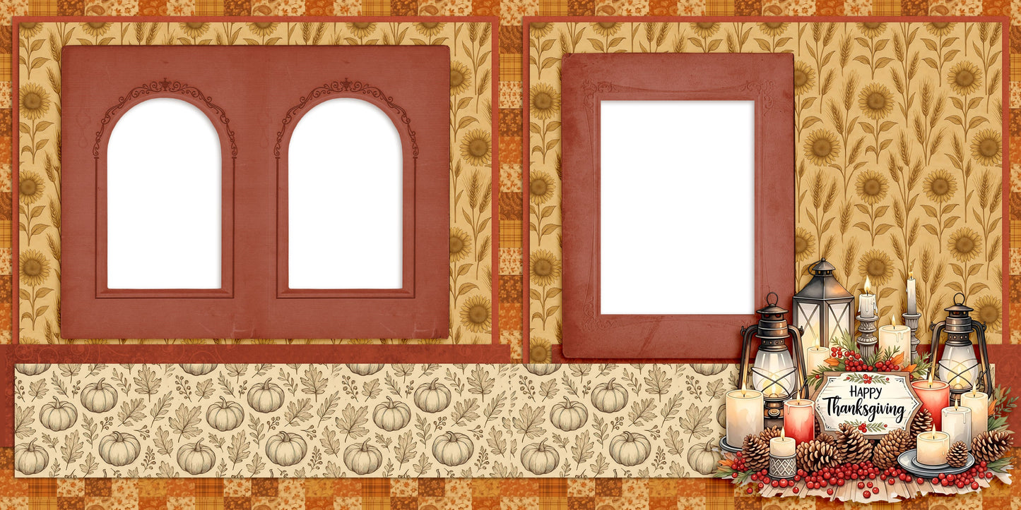 Happy Thanksgiving Lanterns - EZ Digital Scrapbook Quick Page Layout - INSTANT DOWNLOAD