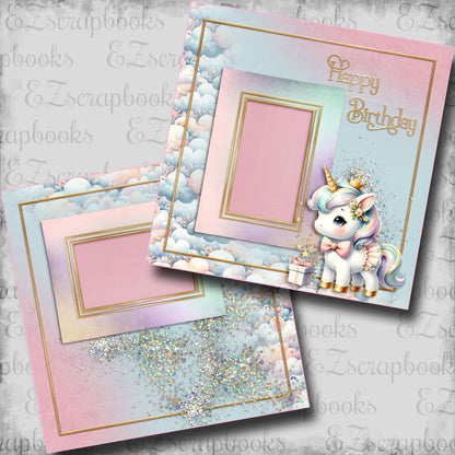 Happy Birthday Unicorn Clouds - Scrapbook Layout - 25-650