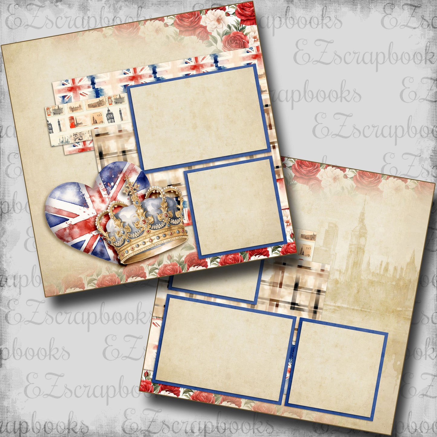 London Heart & Crown - Scrapbook Layout - 25-096