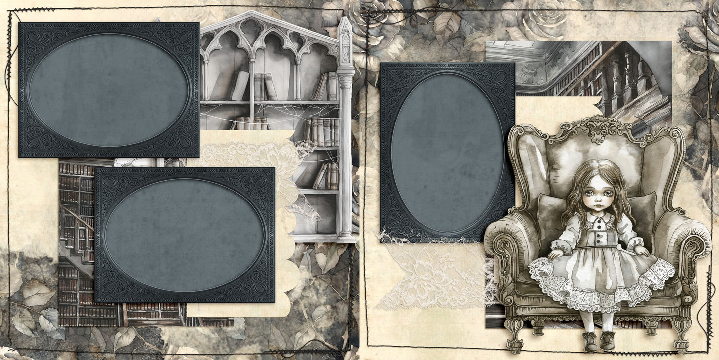 Creepy Old House Girl - Scrapbook Layout - 24-816