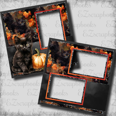 Rococo Halloween Kitty - EZ Digital Scrapbook Pages - INSTANT DOWNLOAD