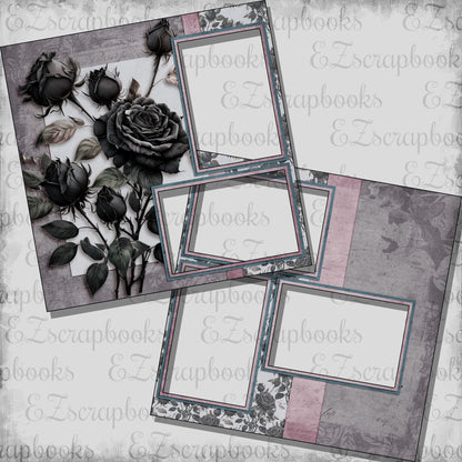 Haunted Mansion Black Roses - EZ Digital Scrapbook Pages - INSTANT DOWNLOAD