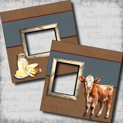 Down on the Farm - Cow - EZ Digital Scrapbook Pages - INSTANT DOWNLOAD